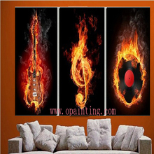 Handmade 3pcs/lot Modern Music Pictures On Canvas Fire Oil Painting No Frame Abstract For Living Room Wall Art Free Shipping 2024 - buy cheap