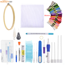 KOKNIT Magic Embroidery Stitching Punch Needles Pen Set 50pcs Mix Colors Embroidery Threads Scissors Sewing Needles Kit with Box 2024 - buy cheap