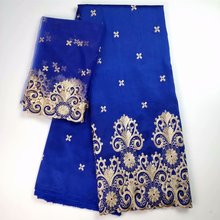 Tela de encaje africano con blusa, tejido de red francés de melocotón indio para vestido de novia nigeriano, encaje de seda 5 + 2 azul, 2018 2024 - compra barato