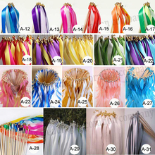 (50Pieces/Lot) Custom Colors,Custom Styles Wedding Ribbon Wands/Stick Ribbon Streamers With Bell 2024 - buy cheap