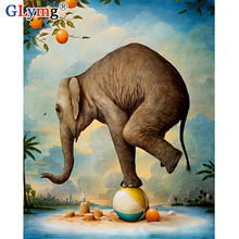 GLymg Needlework Diy Diamond Embroidery Elephant Playing Ball Diamond Painting Cross Stitch Full Square Home Decor Mosaic Gift 2024 - buy cheap