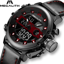 MEGALITH Sport Chronograph Quartz Watches Men Multifunction Dual Display Waterproof Date Luminous Wrist Watches For Men's Clock 2024 - buy cheap