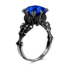Skull Ring For Women Men Punk Style Fashion Charm Black Round Cubic Zirconia Skeleton Ring  Jewelry 2024 - buy cheap