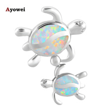 Ayowei Delicate Tortoise Design Necklace Pendants for Women White Fire Opal 925 Silver Anniversary Fashion Jewelry OPS690A 2024 - buy cheap
