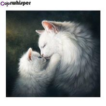 Pintura diamante quadrado completo/broca redonda gato branco 3d animal daimond pintura strass bordado cristal ponto cruz 062qw 2024 - compre barato