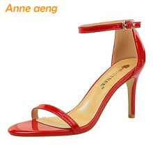 2019 New Summer Women Ankle Strap Sandals High Thin Heel Buckle Cover Heel Fashion Sexy Ladies Women Shoes Red High Heel Sandals 2024 - buy cheap