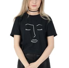 Camiseta abstracta con cara de Arte De Línea para mujer, camiseta divertida Hipster de algodón informal para mujer, camiseta para chica Yong, ZY-122 2024 - compra barato
