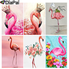 Diapai 100% quadrado completo/broca redonda 5d pintura diamante "animal flamingo" 3d bordado ponto cruz decoração do lar 2024 - compre barato