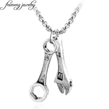 Fashion Biker Mechanic Wrench spanner Necklace Novelty Design Retro Silvery Alloy Pendant Jewelry For Men's Cool Accessories 2024 - buy cheap