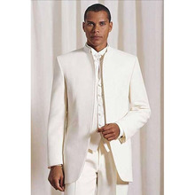 2020 New arrival Custom made Ivory Men's Tuxedos terno slim fit groom mens suits wear wedding men suit ( jacket+Pants+vest+tie) 2024 - buy cheap