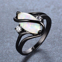 White Fire Opal Stone Rings for Women Wedding Rings Crystal Black Silver Color CZ Ring Luxury Jewelry Bague Femme Girl Anillos 2024 - buy cheap