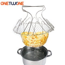 Chef Fry Basket Strainer Net, Stainless Steel Foldable Steam Rinse Strain for Fried Fish Potato Basket, Kitchen Tools 2024 - buy cheap