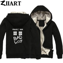 Bad Wolf TARDIS police box window public call Boys Man Male Full Zip Autumn Winter Plus Velvet Parkas ZIIART 2024 - buy cheap