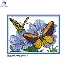 Needlework,DIY Handmade DMC Cross stitch, Sets For Embroidery kits,Butterfly love flower 14 Patterns Counted Cross-Stitch Crafts 2024 - buy cheap