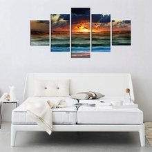 Waterfall Frame Canvas Wall Art Waves Sunset with Flying Sea Gulls Picture Contemporary Painting Seascape Artwork for Home Decor 2024 - buy cheap