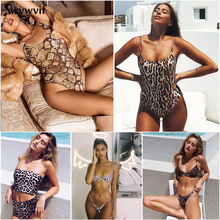 Conjunto de Bikini con estampado de leopardo para mujer, traje de baño para playa, Bikini brasileño sexy para mujer 2019 2024 - compra barato