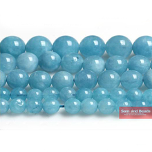 Cuentas redondas de Lisa Natural para fabricación de joyas, abalorios de Angelita, Aventurina azul, hilo de 16 pulgadas, 4, 6, 8 y 10MM, tamaño a elegir, ANB01 2024 - compra barato