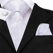 SN-3228 Floral Mens Tie Handkerchief Set Jacquard Woven Silk Neck Tie White Floral Paisley Luxury Tie for Men Suit Business 2024 - buy cheap
