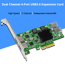 Tarjeta PCI-E de 4 puertos USB 3,0 para ordenador de escritorio, adaptador de tarjeta PCI-E de doble canal PCI-E a USB 3,0, 5gbps, novedad 2024 - compra barato