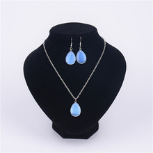 Druzy Romantic Lady Jewelry Natural Oval Opal Stone Necklace Sets Simple Style Blue White Color Women Jewelry Gifts 2024 - buy cheap