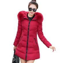 2017 New Winter Women Fashion Large Fur Collar Hooded Cotton Padded Parkas Jacke Solid Slim Plus Size Female Coat High QualiW052 2024 - buy cheap