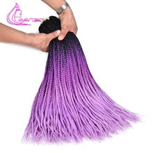 Refined Black Purple Pink Crochet Box Braids 24Inch Long Ombre Synthetic Braiding Hair Extensions African American Braided Hair 2024 - buy cheap
