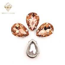10X14/13X18mm glass crystal Water Red teardrop Copper claws hollow thick bottom high quality Sew on rhinestones DIY accessories 2024 - buy cheap