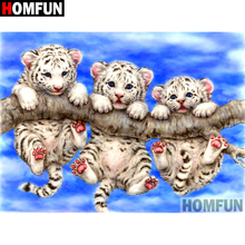 Homfun 5d diy pintura diamante quadrado completo/broca redonda "tigre animal" bordado 3d ponto cruz presente decoração para casa a02685 2024 - compre barato