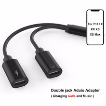 Double jack Adapter For lightning iPhone 7 8 X XS XR Charger call or Music and 3.5mm headphone aux audio Converter Support iOS12 2024 - buy cheap