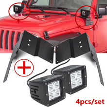 Para Jeep Wrangler JL a-pilar soporte de montaje montajes de luz con doble 3 pulgadas 20W Led luces de trabajo 2024 - compra barato