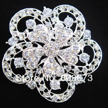 2.4 Inch Huge Vintage Silver Plated Rhinestone Crystal Huge Flower Pin Brooches Wedding Bouquet Bridal Brooch 2024 - buy cheap