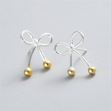 Temperament Korean Style Fashion 925 Sterling Silver Jewelry Simple Bow Gold Female Exquisite Stud Earrings  SE568 2024 - buy cheap