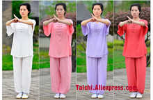 summer flax suit for lady  Tai Chi performing Tai chi clothing female cotton and linen clothes  Kungfu Uniform 2024 - buy cheap