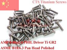 Tornillos de titanio de 0 a 80x1/4, cabeza de sartén Phillips, controlador Ti GR2 pulido, 50 Uds. 2024 - compra barato