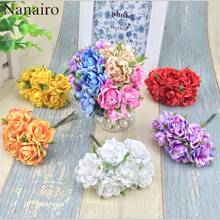 6pcs/lot Mini Silk Artificial Rose Flowers Bouquet For Home Wedding Decoration Gift Box Craft DIY Scrapbooking Fake Flower Ball 2024 - buy cheap