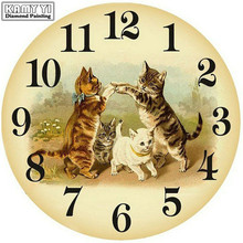 Pintura de diamantes redondos/cuadrados 5D, cuadro artesanal, bordado 3D de "reloj de gato", punto de cruz, decoración del hogar 5D, regalo YY 2024 - compra barato