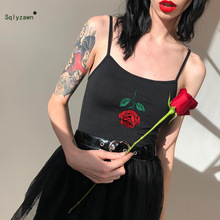 Black Spaghetti Strap Top Sexy Sleeveless Backless Tank Top Women Embroidery Streetwear Crop Tops 2019 Summer Bralette Camis 2024 - buy cheap