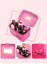 Caja de almacenamiento de cosméticos, organizador de viaje portátil con espejo, PU, lazo coreano, OK 0561, 1 ud. 2024 - compra barato