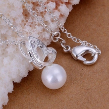P033 Free Shipping silver plated Necklace, 925 fashion silver jewelry Pearl Butterfly - Pink /FPVQSDJT FPVQSDJT 2024 - buy cheap
