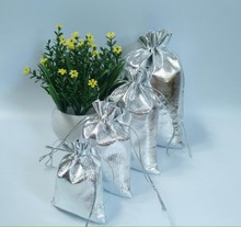 Lote de 50 unids/lote de bolsas de Organza de aluminio plateado para embalaje de joyería, bolsas de regalo de recuerdo de boda, bolsa de decoración de Navidad 2024 - compra barato