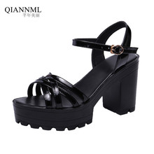 Block Heels Platform Sandals Women Shoes Spring Summer 2022 Patent Leather Sandals Ladies High Heel Sandals Big Size 41 42 43 2024 - buy cheap