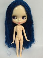 Кукла телесного цвета с синими волосами, фабричная кукла, подходит для самостоятельной смены BJD Игрушки для девочек
