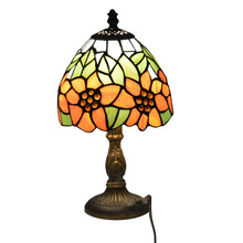 Lâmpada de mesa pequena país girassol vitrais cabeceira luminaria de mesa e27 110-240 v 2024 - compre barato