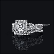 Choucong clásico de joyería 5A de piedra de circón de Plata de Ley 925 2 Cruz de boda diamante anillo anillos boda banda conjunto Sz 5-11 regalo de envío Gratis 2024 - compra barato