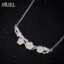 SMJEL New Cherry Blossom Flower Necklace Women Natural Flower Plant Pendants Necklaces Wedding Jewelry Gifts SYXL091 2024 - buy cheap