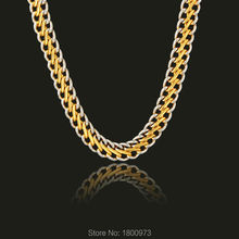 New Trendy Two Tone Chain Gold/Silver Plated 10MM 22 Inches Snake Chain Necklaces Jewelry Men 2024 - buy cheap