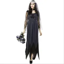 Halloween Zombie Fantasma Traje Da Noiva A Noiva Cadáver Vestido para Mulheres Adultas M-2XL 2024 - compre barato