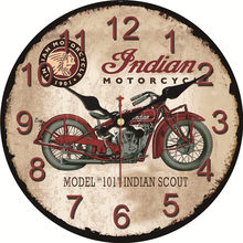 Vintage Shabby Indian Motorcycle Home Decor Office Cafe Kitchen Wall Clock Silent Large Non Ticking Wall Art Clocks 2024 - buy cheap