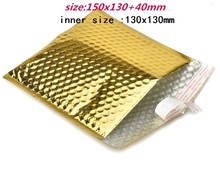 SIZE: 15*13cm,small gold CD packaging bubble envelope bag,gold colored bubble mailer small metail bubble mailing envelope 2024 - buy cheap