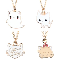Fashion Cute Cat Ghost Necklace Pendant For Women Gift Kawaii Colorful Animal Pet Charm Choker Necklaces Jewelry Drop Shipping 2024 - buy cheap